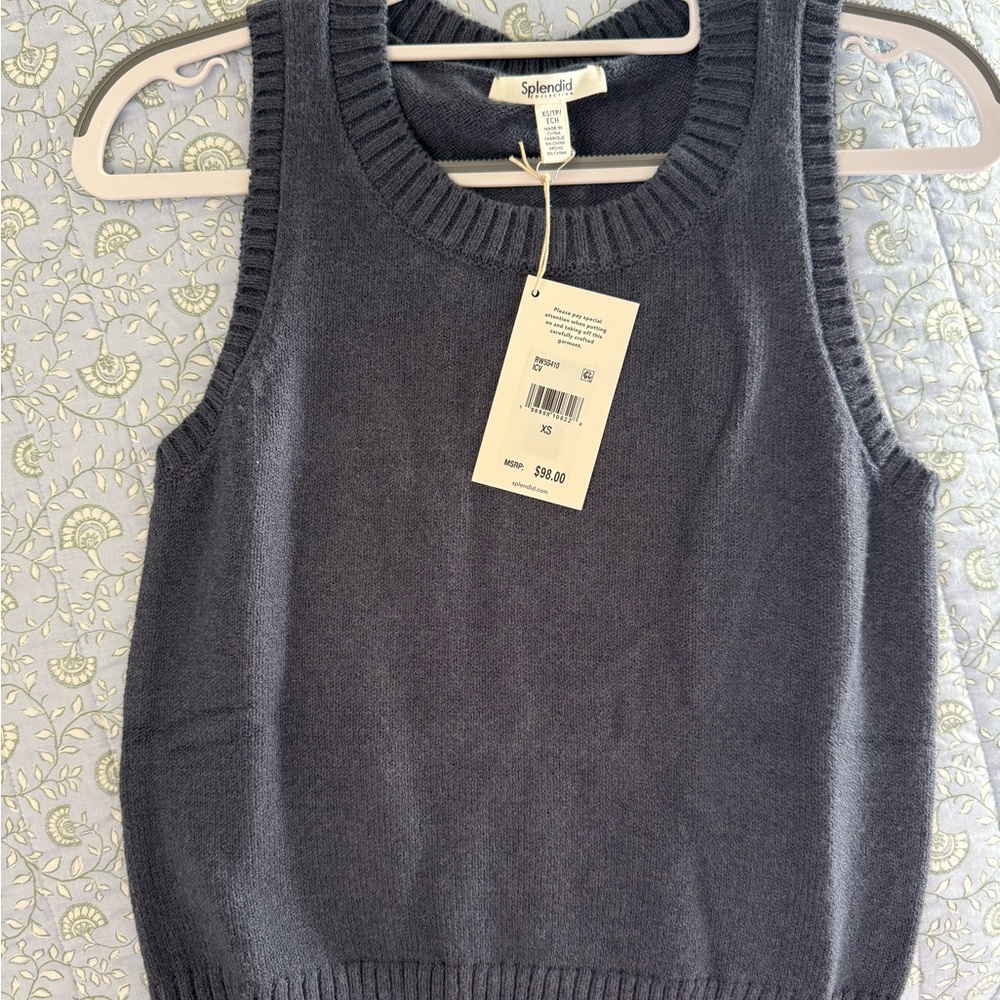 Splendid Charcoal Sleeveless Knit Top